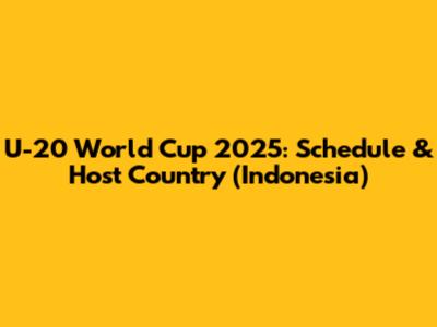 U-20 World Cup 2025: Schedule & Host Country (Indonesia)