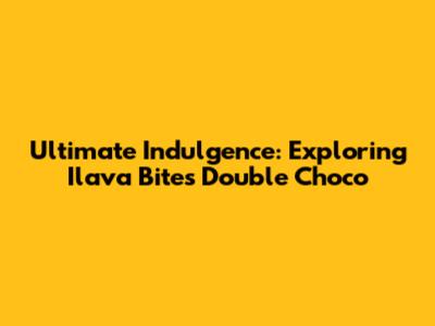 Ultimate Indulgence: Exploring Ilava Bites Double Choco