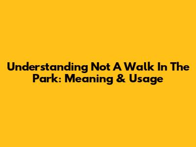 Understanding "Not A Walk In The Park": Meaning & Usage