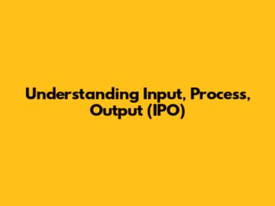 Understanding Input, Process, Output (IPO)
