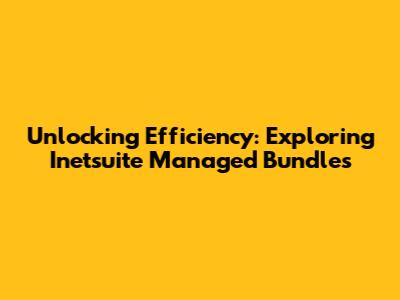 Unlocking Efficiency: Exploring Inetsuite Managed Bundles