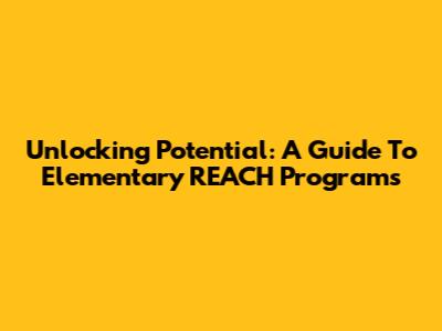 Unlocking Potential: A Guide To Elementary REACH Programs