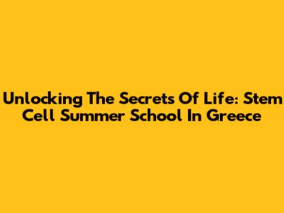 Unlocking The Secrets Of Life: Stem Cell Summer School In Greece