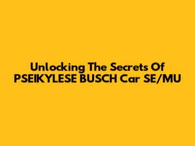 Unlocking The Secrets Of PSEIKYLESE BUSCH Car SE/MU