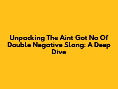 Unpacking The 'Ain't Got No' Of Double Negative Slang: A Deep Dive
