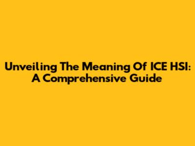 Unveiling The Meaning Of ICE HSI: A Comprehensive Guide