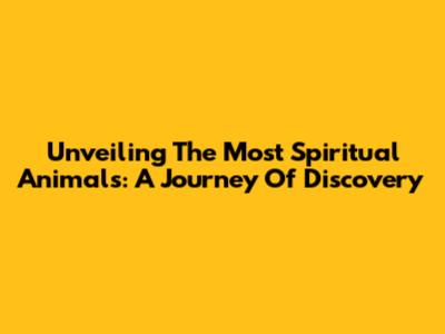 Unveiling The Most Spiritual Animals: A Journey Of Discovery