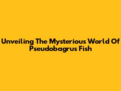 Unveiling The Mysterious World Of Pseudobagrus Fish