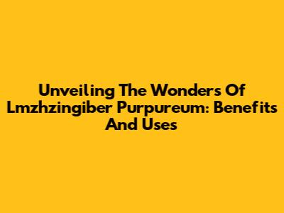 Unveiling The Wonders Of Lmzhzingiber Purpureum: Benefits And Uses