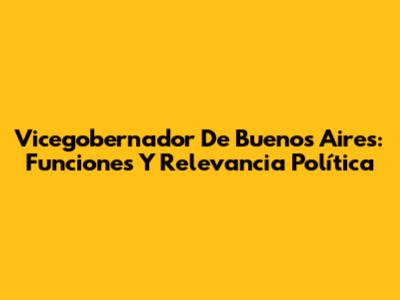 Vicegobernador De Buenos Aires: Funciones Y Relevancia Política