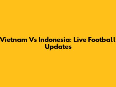 Vietnam Vs Indonesia: Live Football Updates