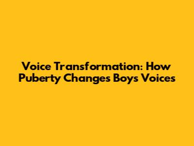 Voice Transformation: How Puberty Changes Boys' Voices