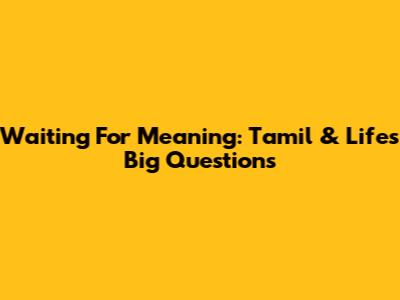 Waiting For Meaning: Tamil & Life's Big Questions