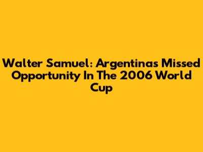 Walter Samuel: Argentina's Missed Opportunity In The 2006 World Cup