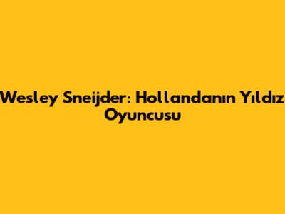 Wesley Sneijder: Hollanda'nın Yıldız Oyuncusu