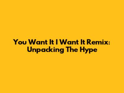 You Want It I Want It Remix: Unpacking The Hype