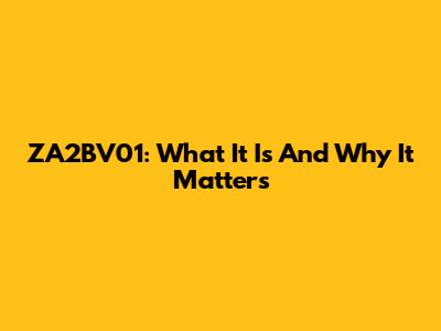 ZA2BV01: What It Is And Why It Matters